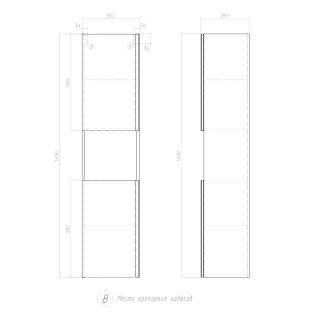 Шкаф-пенал подвесной Vigo Yuma 345 поставляется в разобранном виде дуб давос